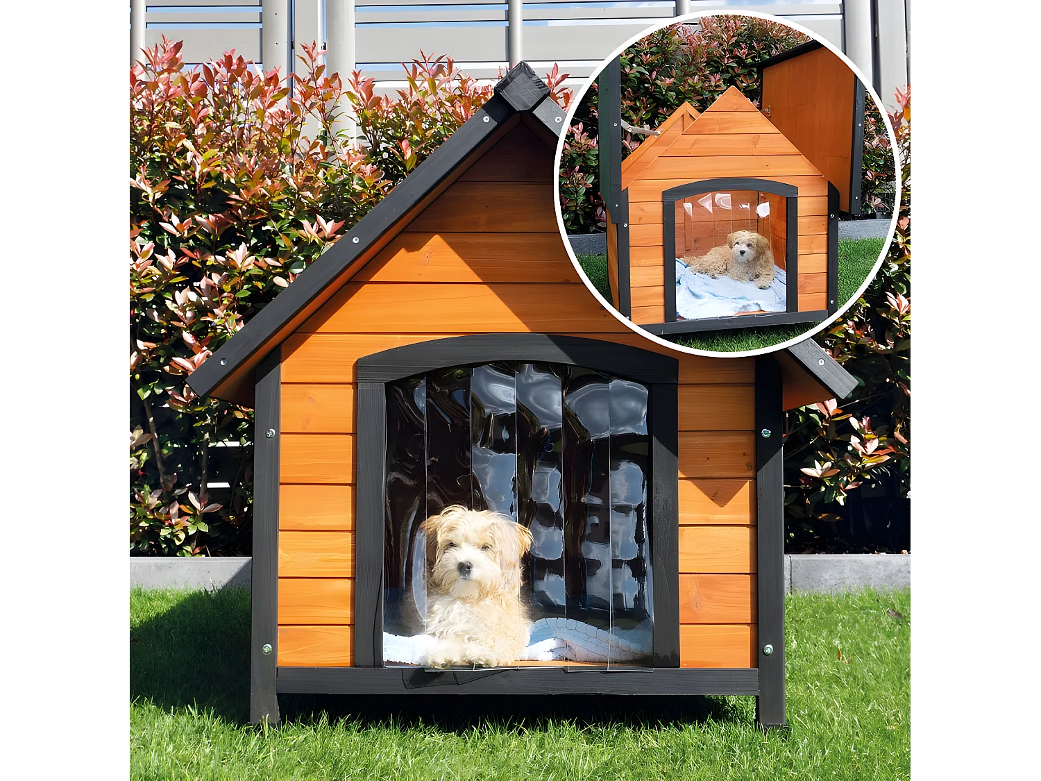 Niche Chien en bois moderne de haute qualité Luna Taille L 99 x 87 x 82,5cm