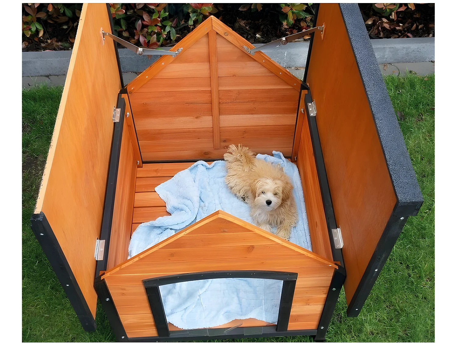 Niche Chien en bois moderne de haute qualité Luna Taille L 99 x 87 x 82,5cm