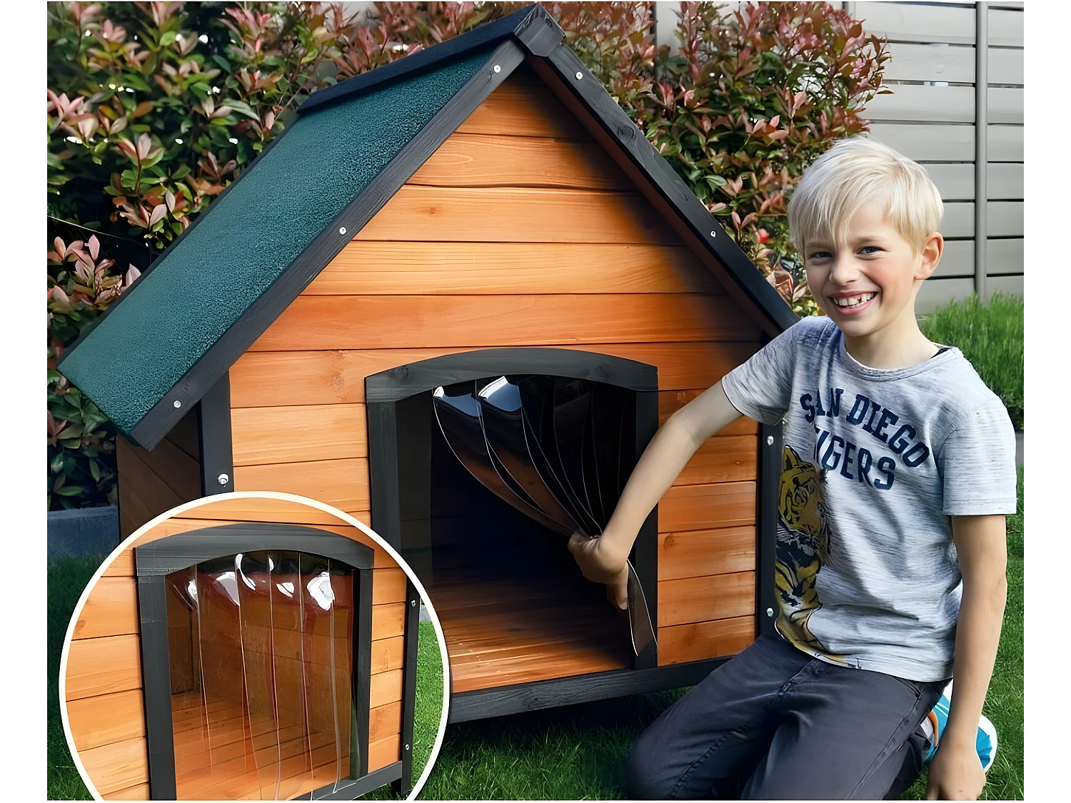 Niche Chien en bois moderne de haute qualité Luna Taille L 99 x 87 x 82,5cm