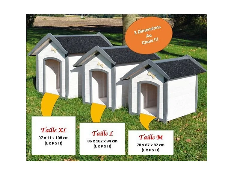 Niche Chien en bois moderne de haute qualite BELLA 222 taille L 86 x 102 x 94 cm