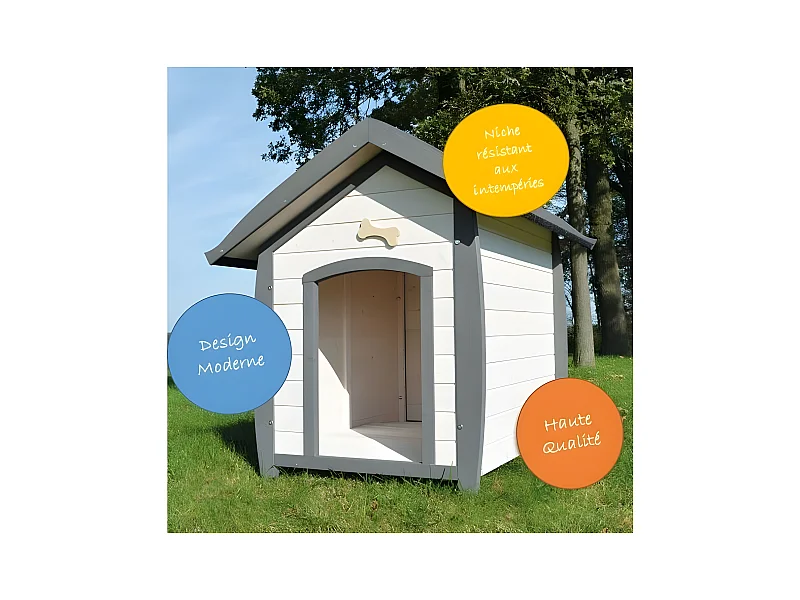 Niche Chien en bois moderne de haute qualite BELLA 221 Taille M 78 x 87 x 82 cm