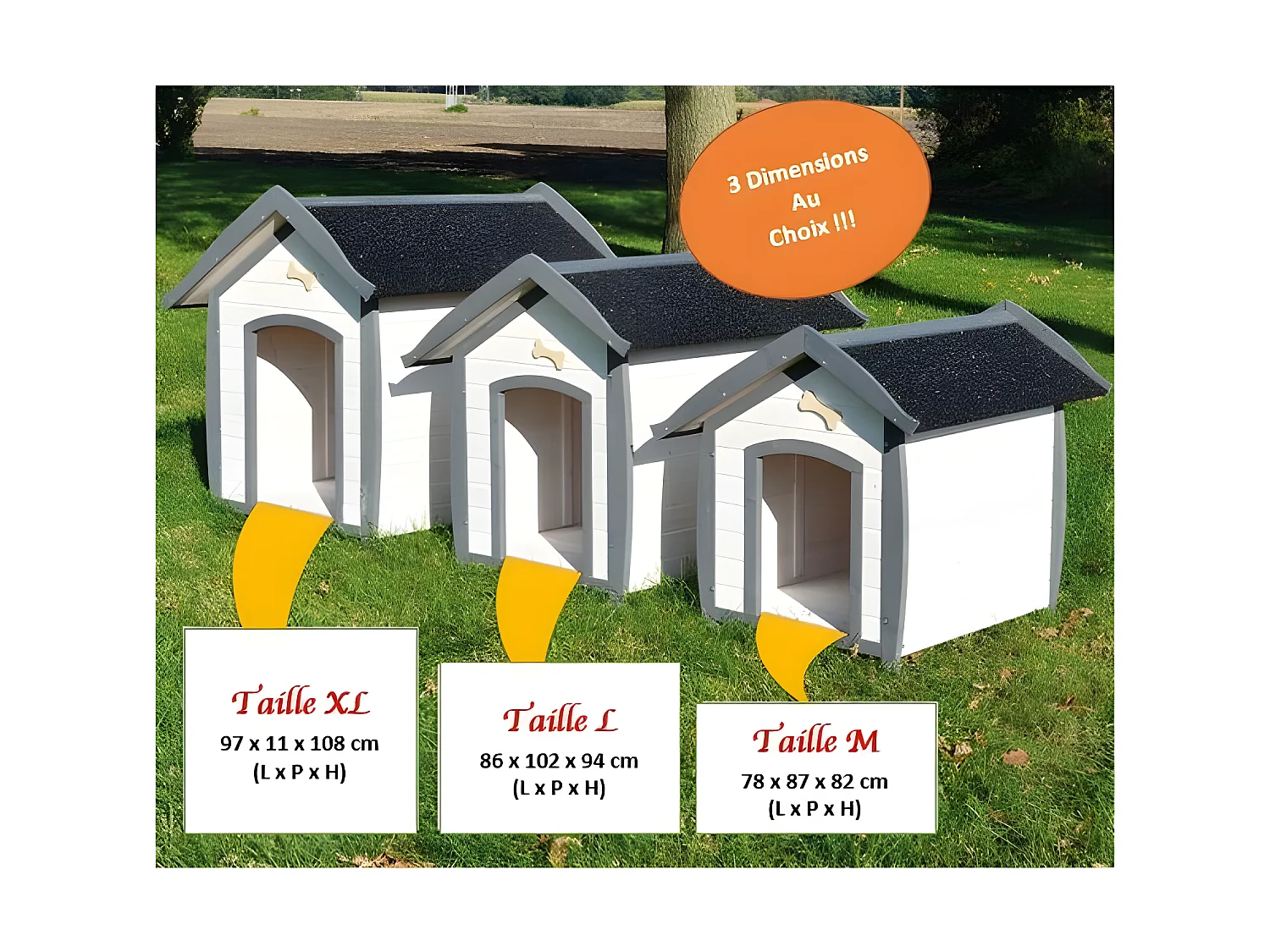 Niche Chien en bois moderne de haute qualite BELLA 221 Taille M 78 x 87 x 82 cm