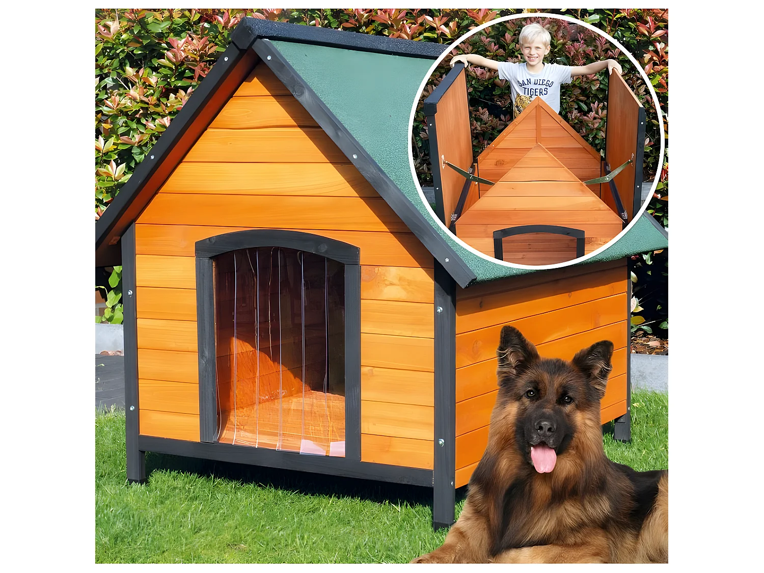 Niche Chien en bois moderne de haute qualité Luna Taille XXL 97 x 111 x 101 cm