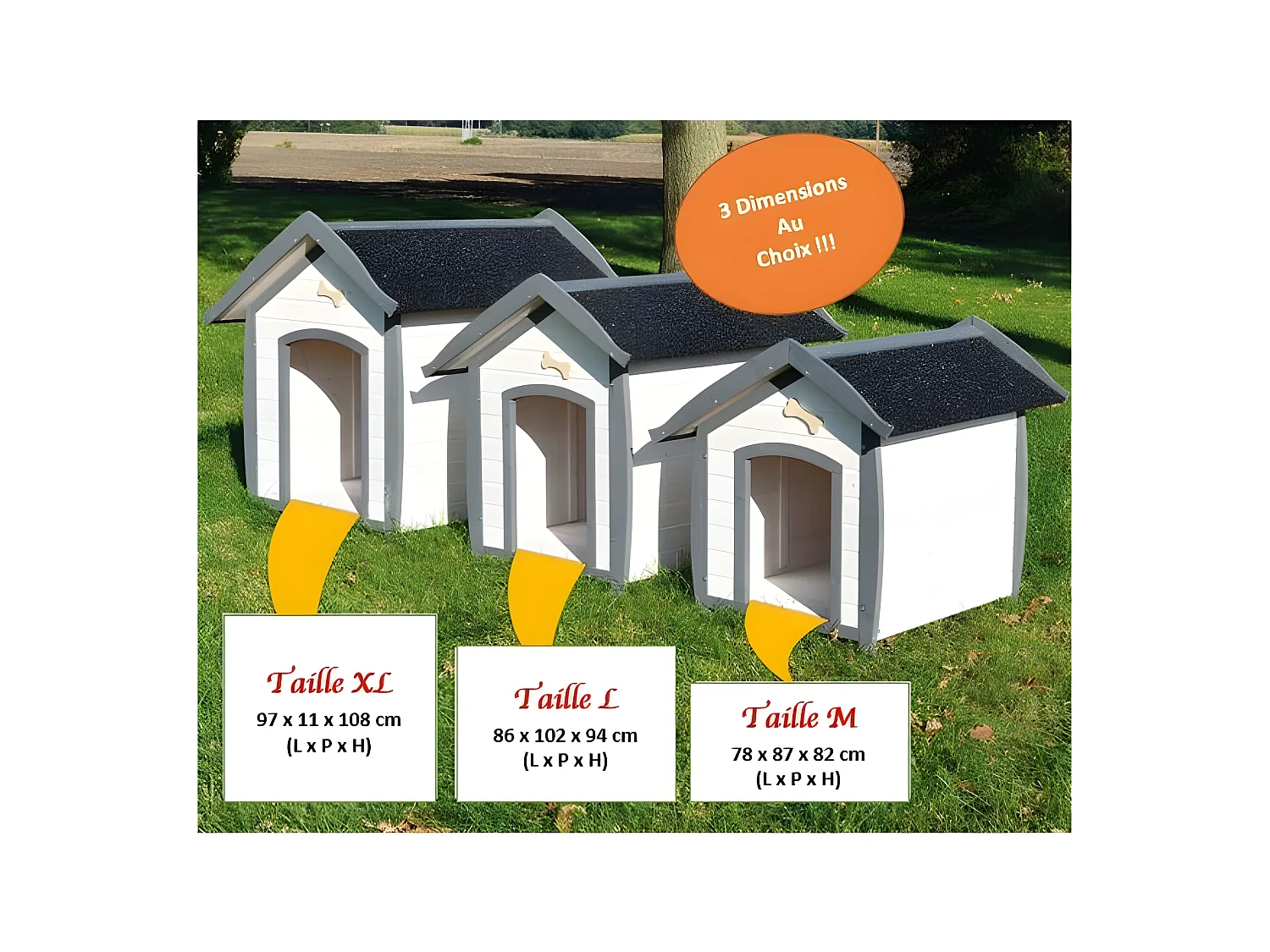 Niche Chien en bois moderne de haute qualite BELLA 221 Taille M 78 x 87 x 82 cm