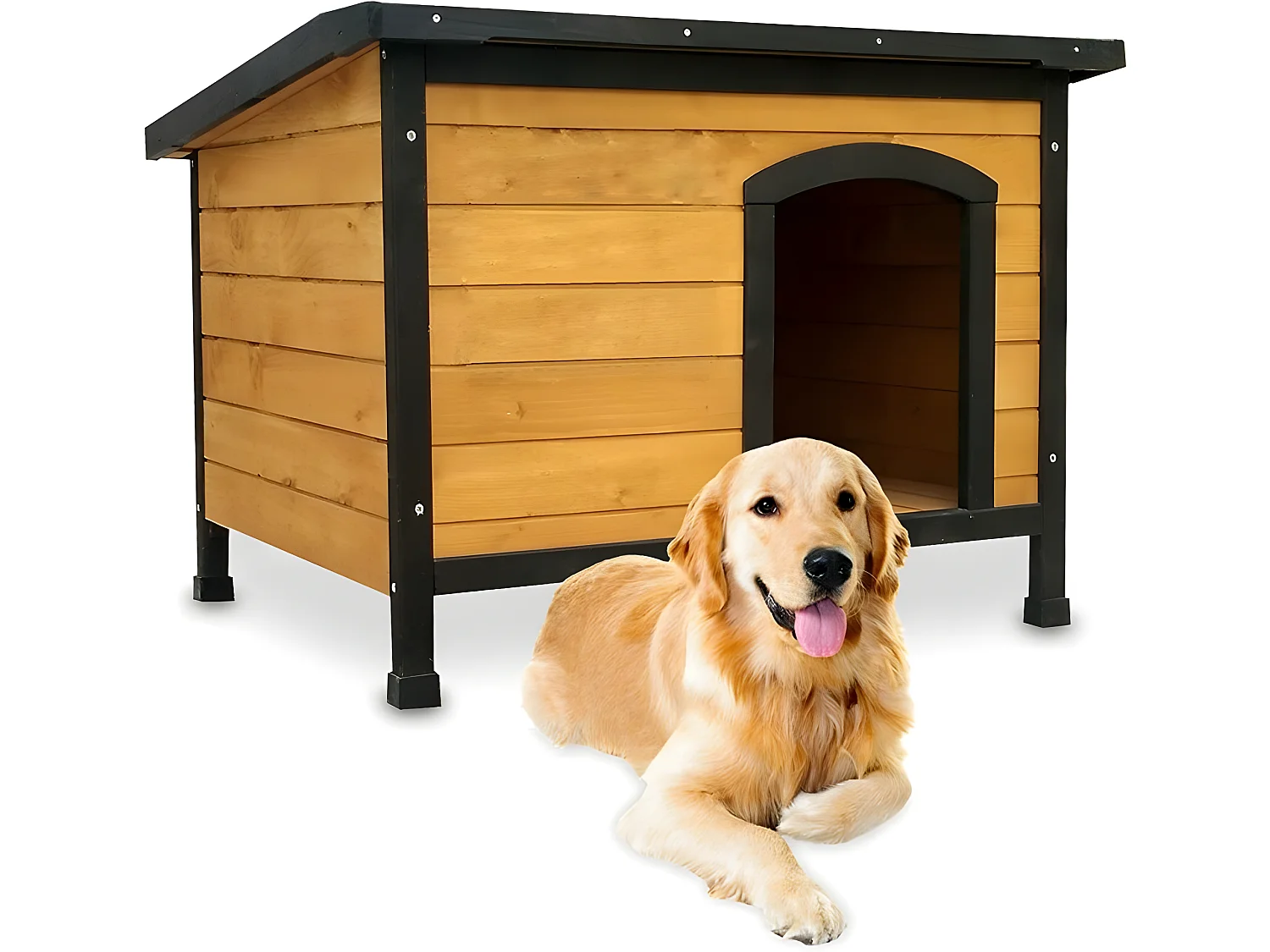 Niche Chien bois pin haute qualité avec toit pliant Carlo 226 XL 116 x 79x 82 cm