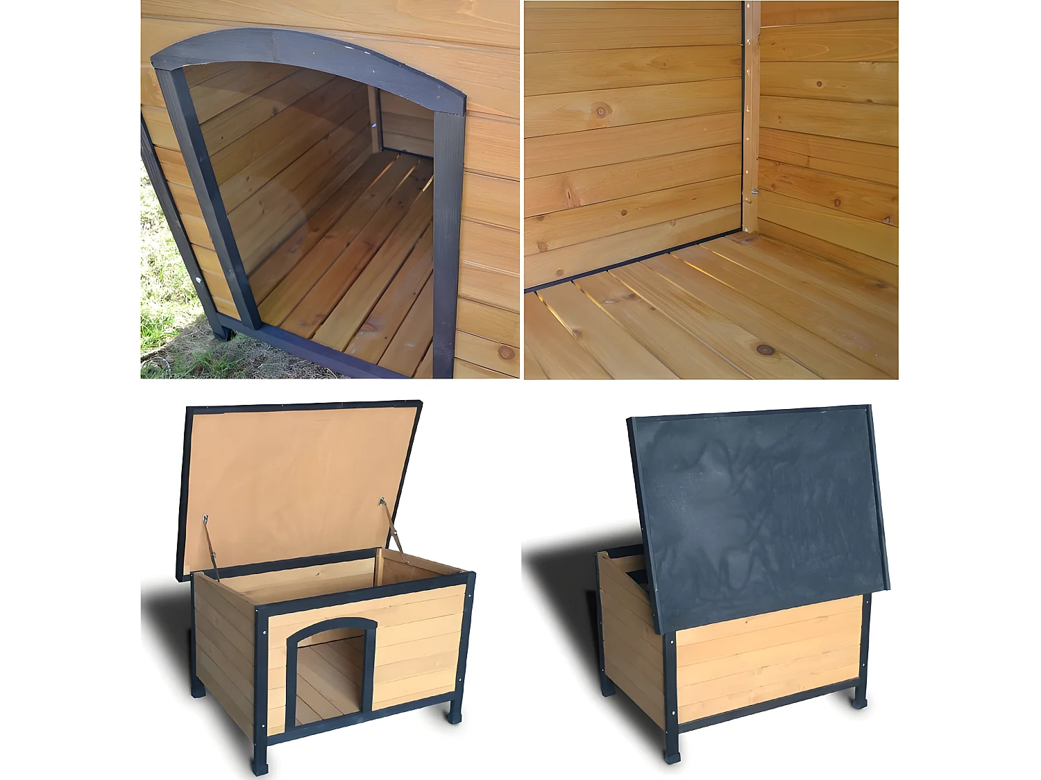 Niche Chien bois pin haute qualité avec toit pliant Carlo 226 XL 116 x 79x 82 cm