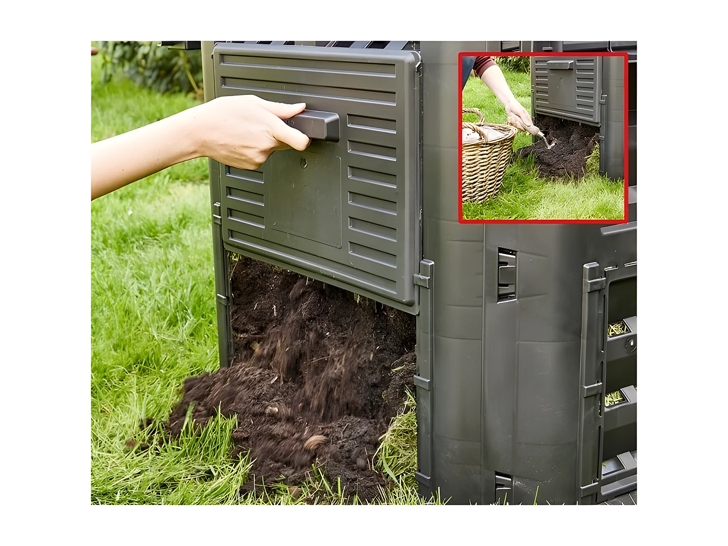 Hecht 3060 Composteur pour jardin 360L déchets de pelouse Boite de compostage 69 x 69 x 84 cm