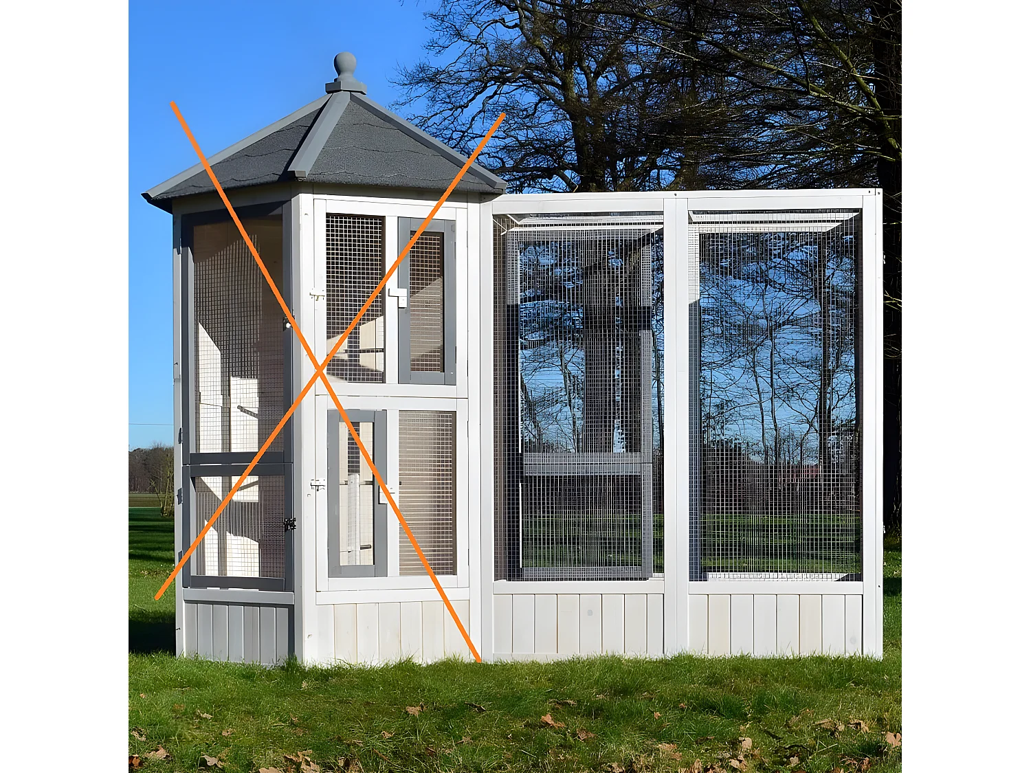 Voliere Cage a oiseaux en bois de haute qualite 52 x 114 x 136 cm extension Modele Luise 310