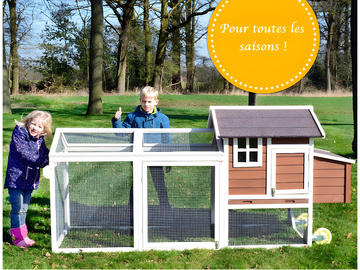 Poulailler mobile Extérieur en bois de haute qualité 248 cm x 115 cm x 76 cm modèle « 153 Mobile »