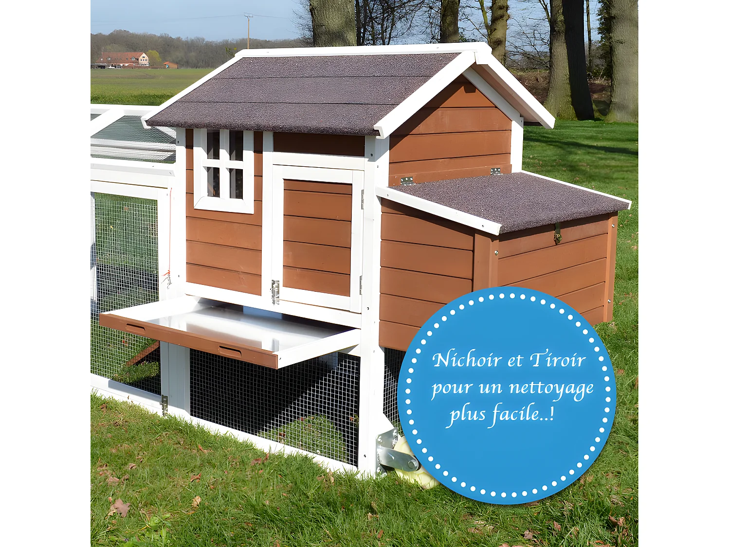 Poulailler mobile Extérieur en bois de haute qualité 248 cm x 115 cm x 76 cm modèle « 153 Mobile »