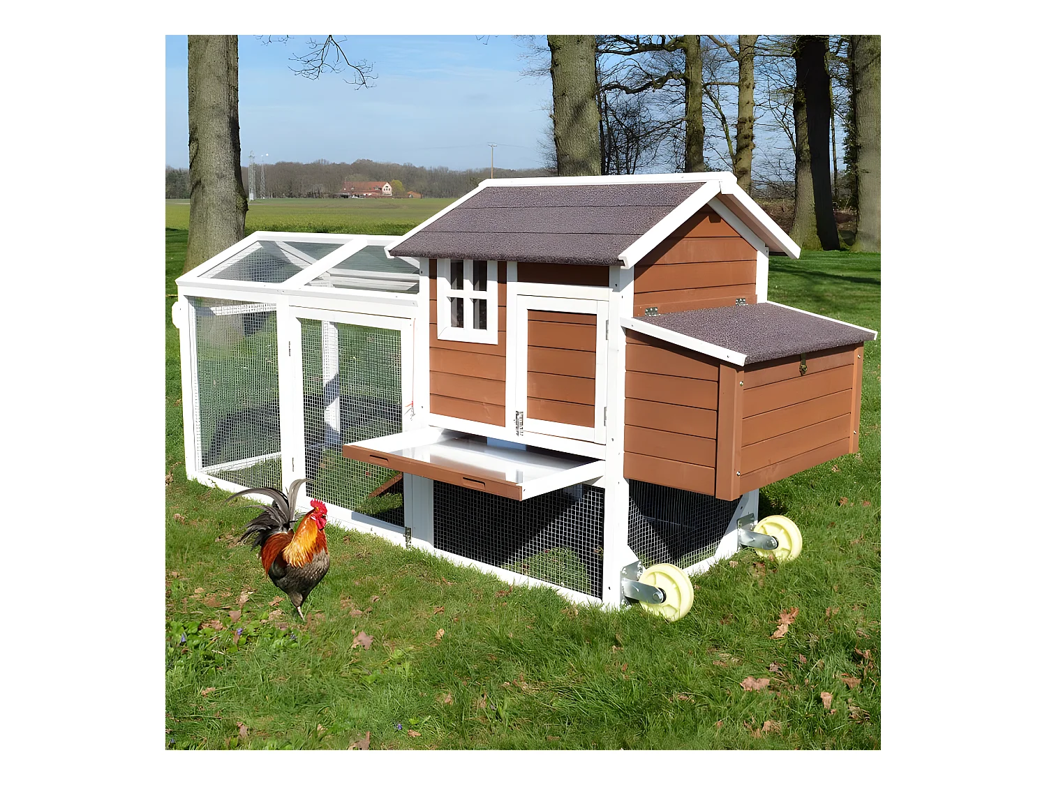 Poulailler mobile Extérieur en bois de haute qualité 248 cm x 115 cm x 76 cm modèle « 153 Mobile »