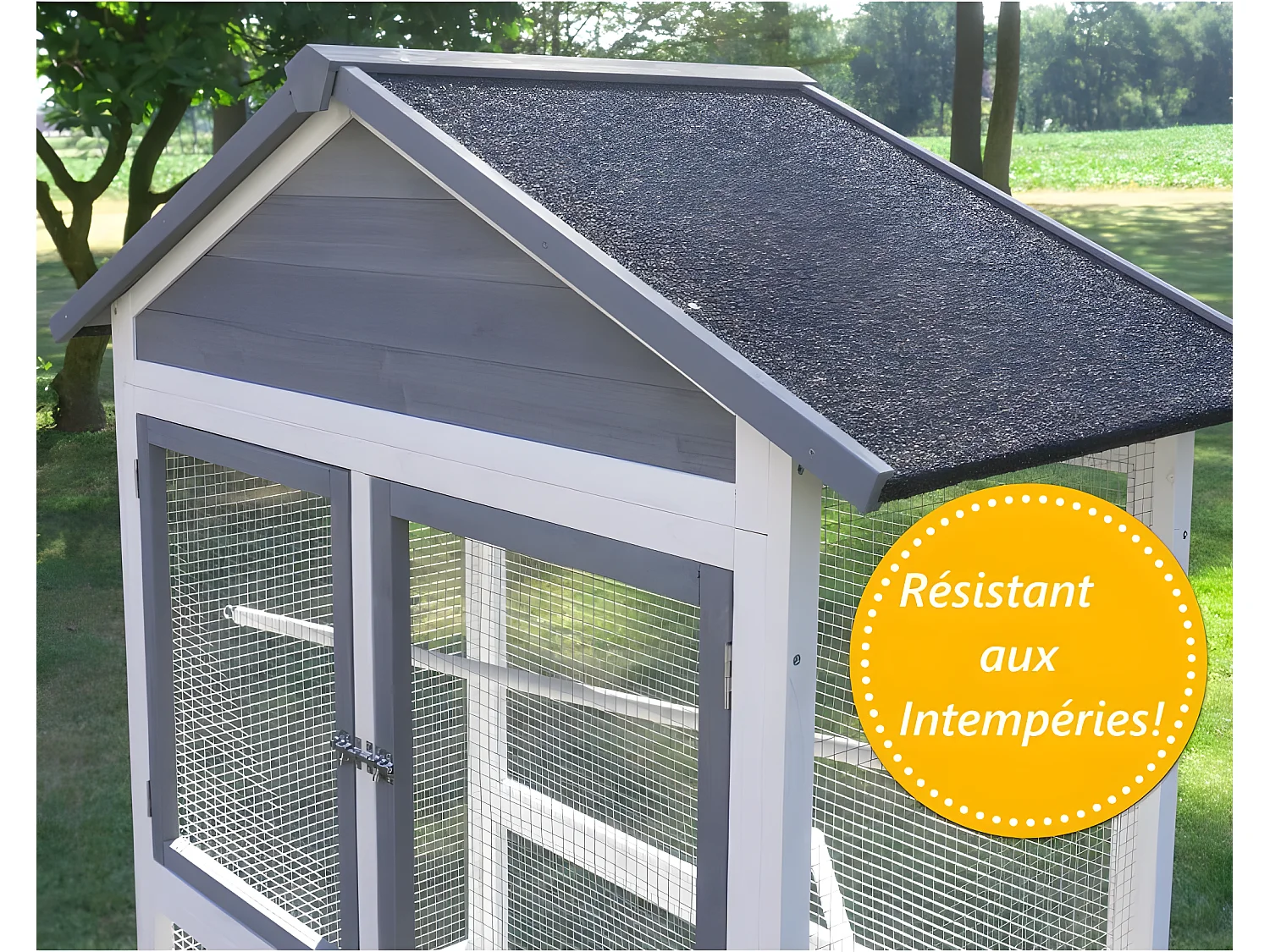 Volière Cage à oiseaux en bois de haute qualité 122x58x177cm pour intérieur et extérieur –Modèle « Apollo XL 304 »