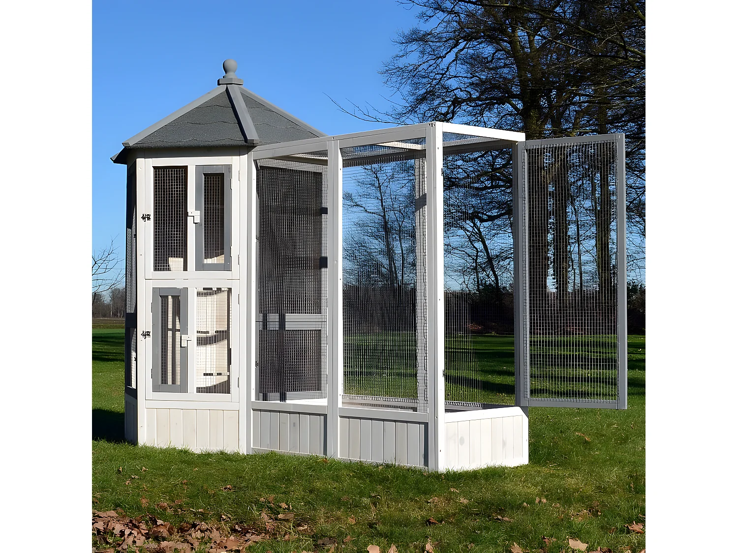 Volière Cage à oiseaux en bois de haute qualité Maison principale + Extension –Modèle ‘’Luise 309+310’’