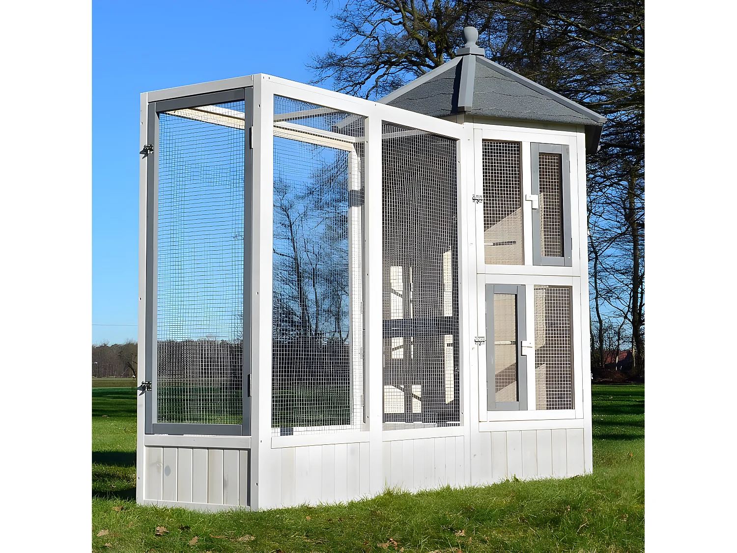 Volière Cage à oiseaux en bois de haute qualité Maison principale + Extension –Modèle ‘’Luise 309+310’’