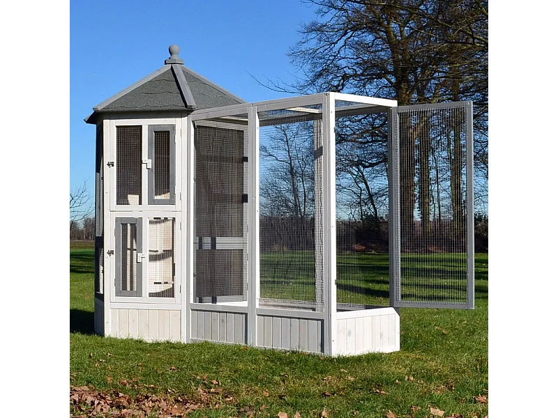 Volière Cage à oiseaux en bois de haute qualité Maison principale + Extension –Modèle ‘’Luise 309+310’’