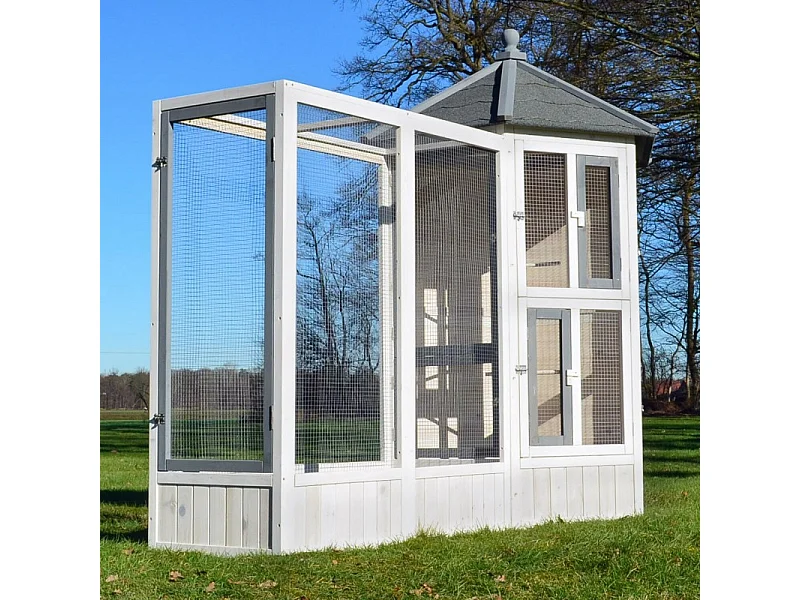 Volière Cage à oiseaux en bois de haute qualité Maison principale + Extension –Modèle ‘’Luise 309+310’’