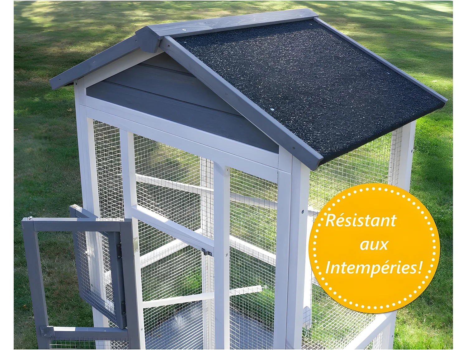 Volière Cage à oiseaux en bois de haute qualité 82x57x160cm pour intérieur et extérieur –Modèle « Apollo L 303 »