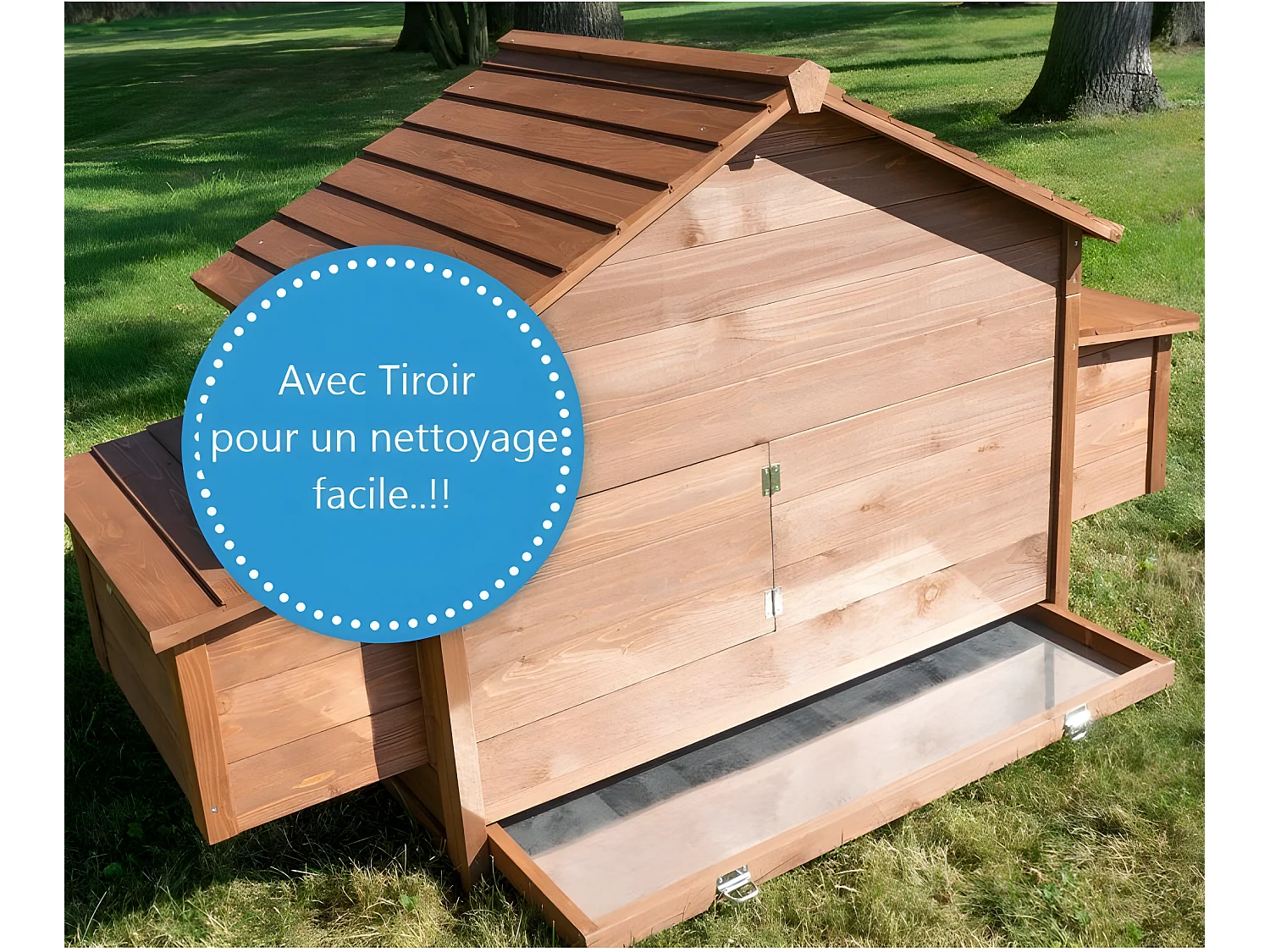 Poulailler en bois  pour jardin extérieure cage canard équipé 2 nichoirs 185 x 84 x 112 cm Modèle 154 Ferme de terrain