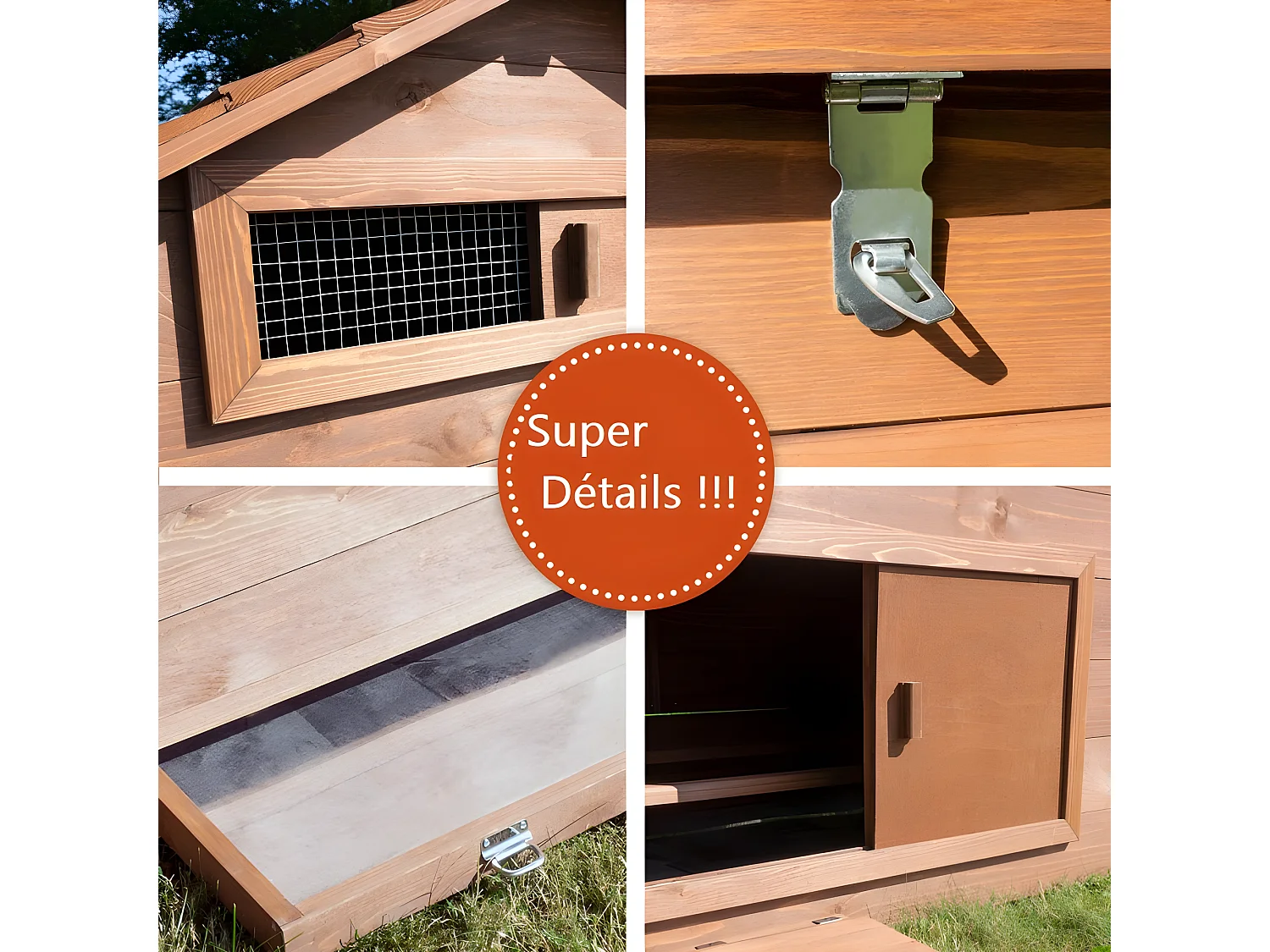 Poulailler en bois  pour jardin extérieure cage canard équipé 2 nichoirs 185 x 84 x 112 cm Modèle 154 Ferme de terrain