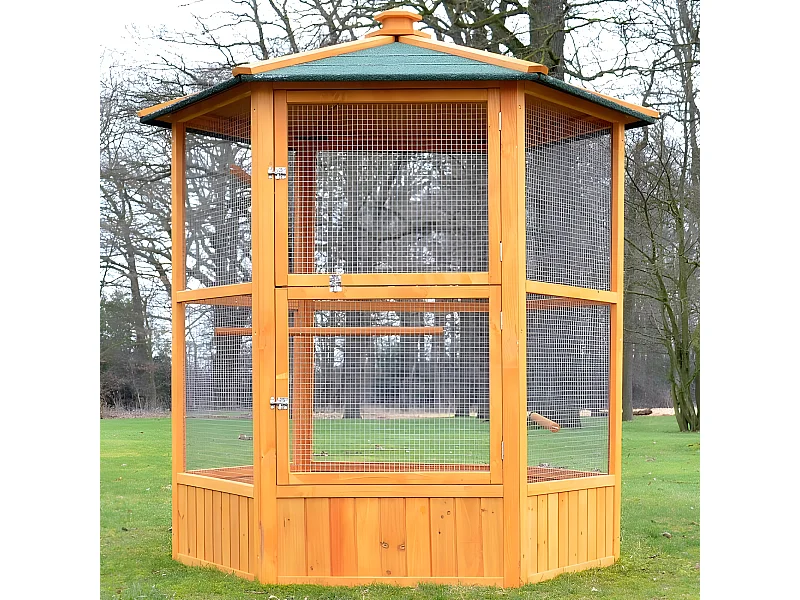 Voliere Cage a oiseaux en bois de haute qualite 6 coins 160x123cm Modele Maxi 308