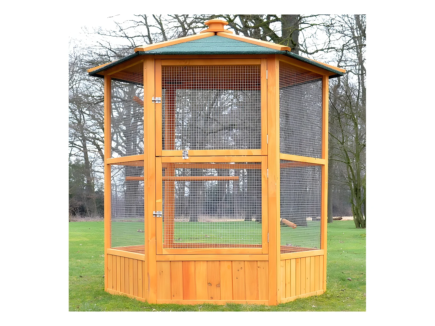 Voliere Cage a oiseaux en bois de haute qualite 6 coins 160x123cm Modele Maxi 308