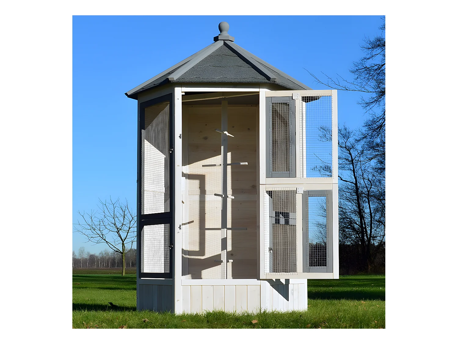 Voliere Cage a oiseaux en bois de haute qualite 100 x 180 x 100 cm Modele Luise 309