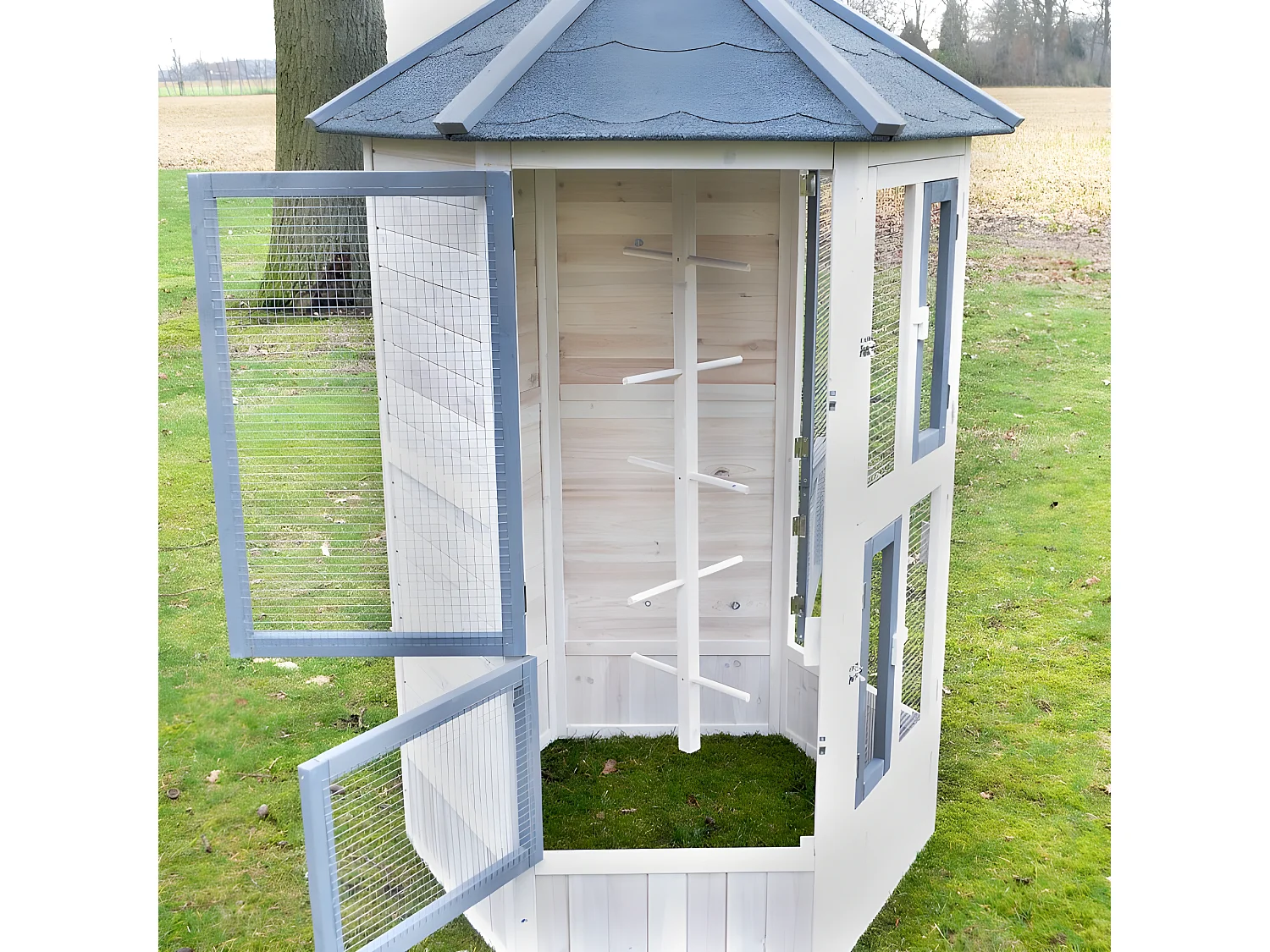 Voliere Cage a oiseaux en bois de haute qualite 100 x 180 x 100 cm Modele Luise 309