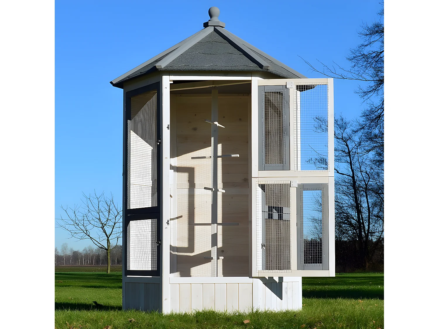 Voliere Cage a oiseaux en bois de haute qualite 100 x 180 x 100 cm Modele Luise 309