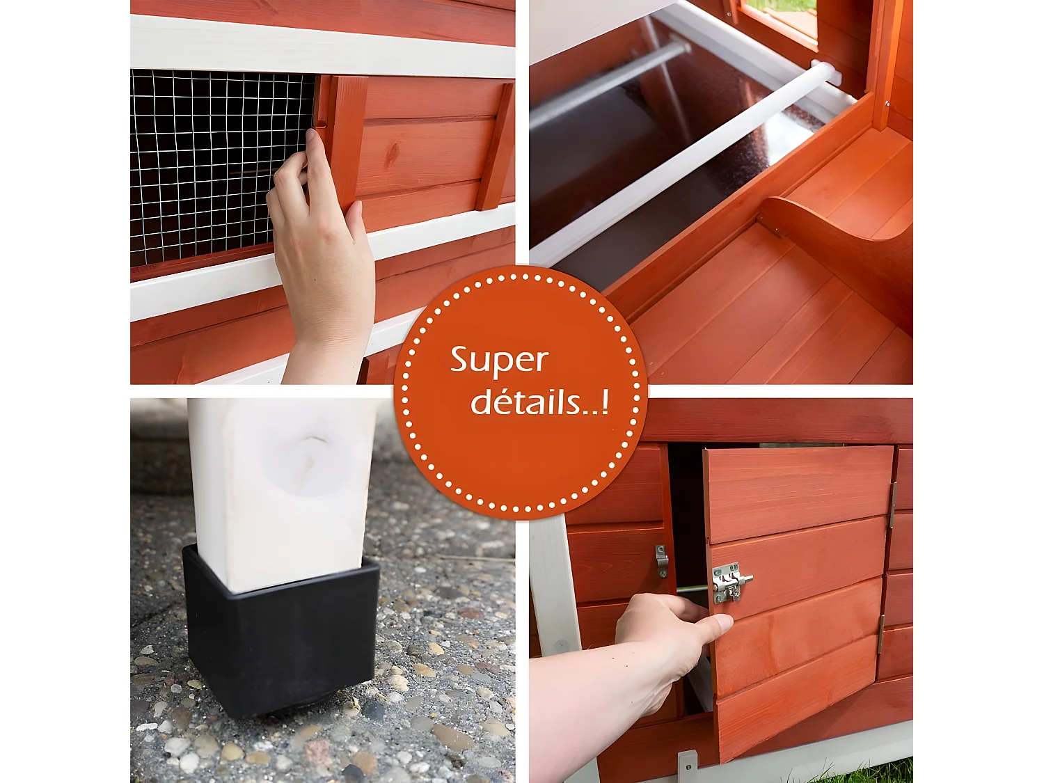 Poulailler en bois pour jardin extérieure Cage Canard avec Nichoir Modèle: 158 Betty rouge 301x171x113cm(LxlxH)AVEC extension