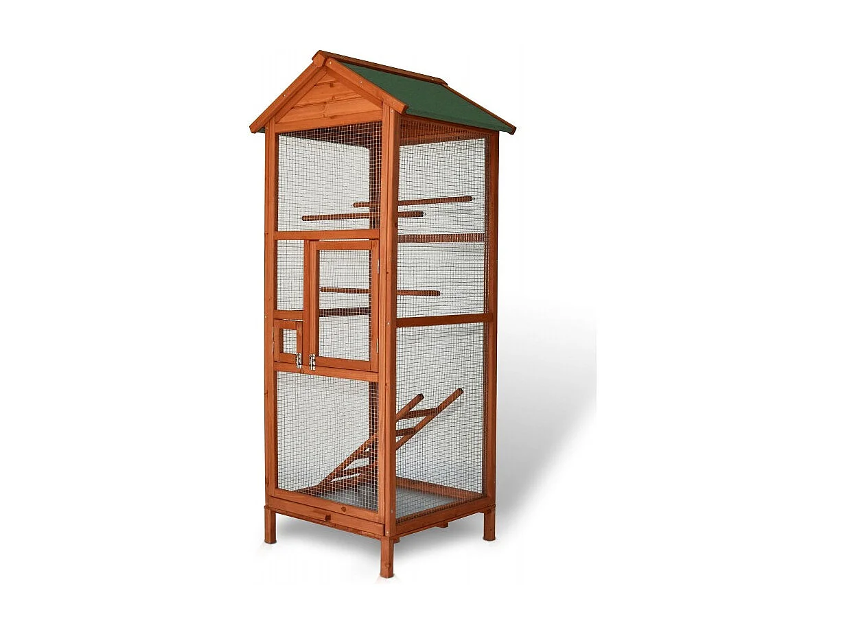 Volière Cage a oiseaux en bois de haute qualite 72 x 63 x 168 cm exterieur et interieur BB LOISIR