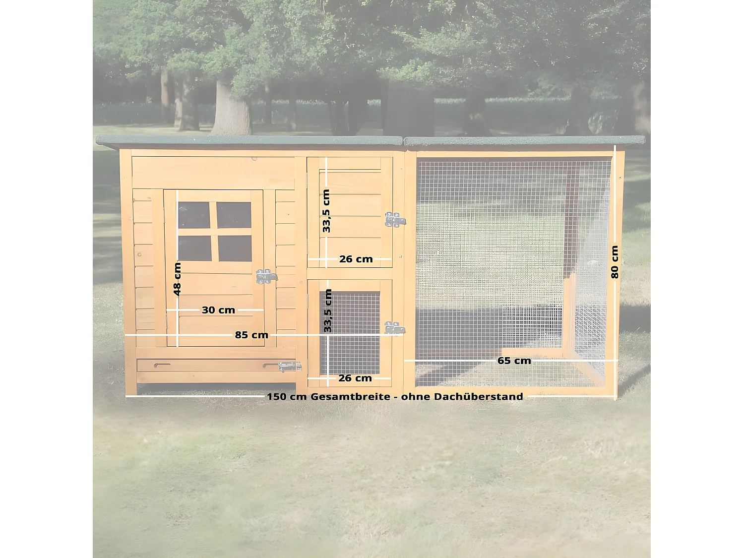 Poulailler pour jardin exteieure 5 poules r 150 x 80 x 68 cm - Modele 147 FLEXI Standard