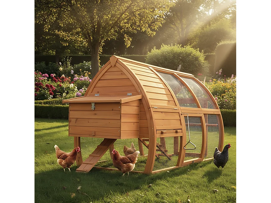 Poulailler en bois pour jardin  2/5 poules 172x76x102 cm-Modele 126 Grande Poule