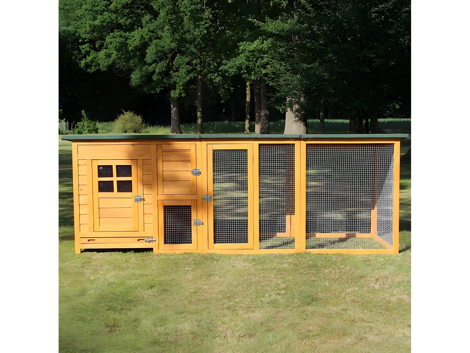 Poulailler pour jardin exterieure 5 poules 215 x 80 x 68 cm-Modele 149 FLEXI Extra