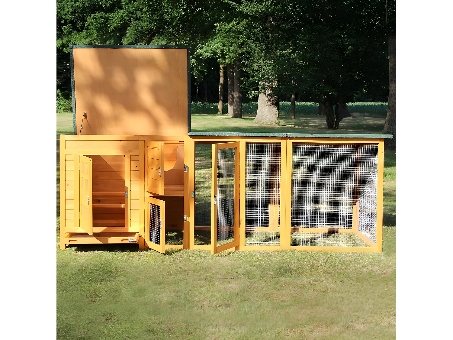 Poulailler pour jardin exterieure 5 poules 215 x 80 x 68 cm-Modele 149 FLEXI Extra