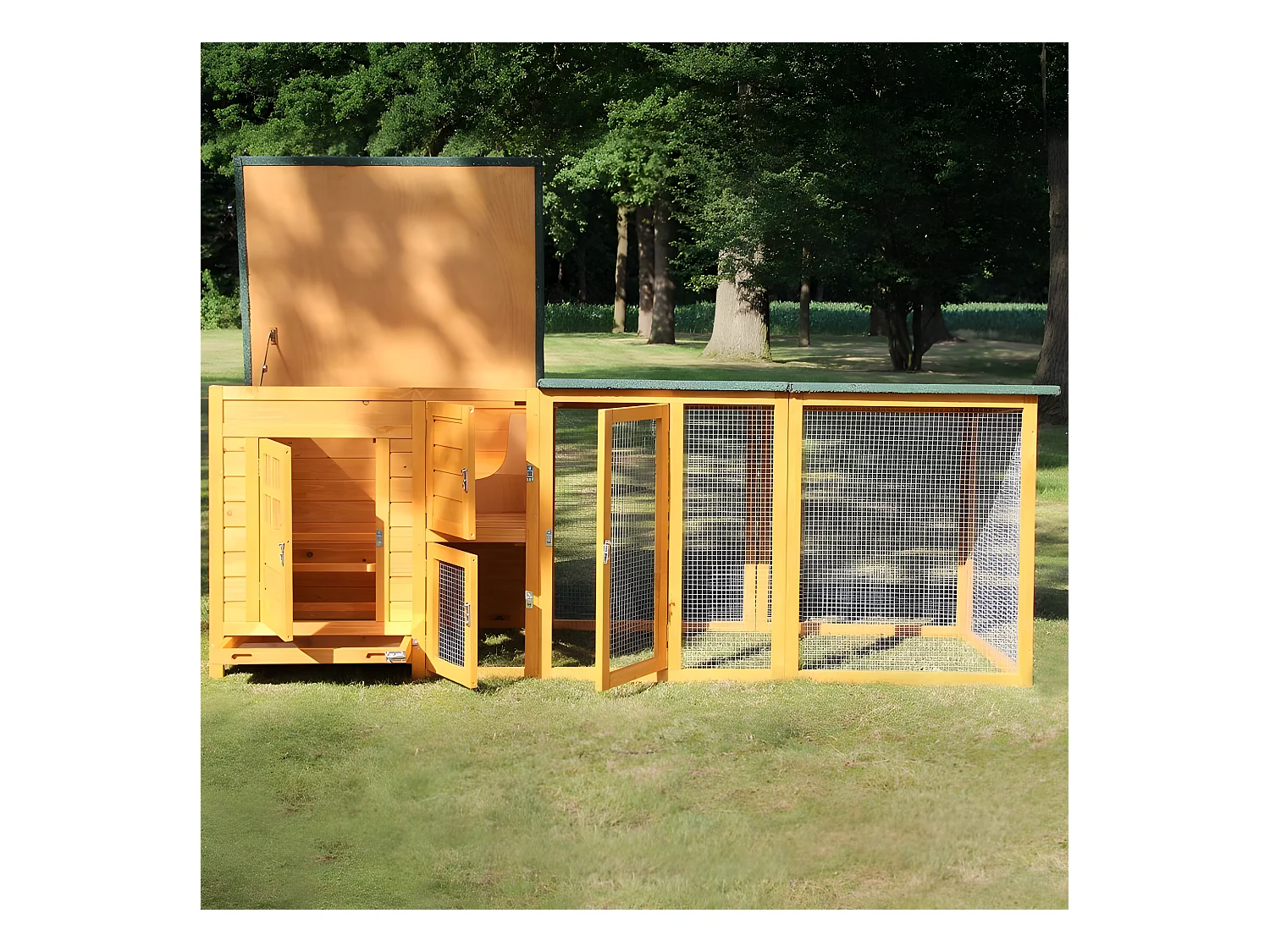 Poulailler pour jardin exterieure 5 poules 215 x 80 x 68 cm-Modele 149 FLEXI Extra
