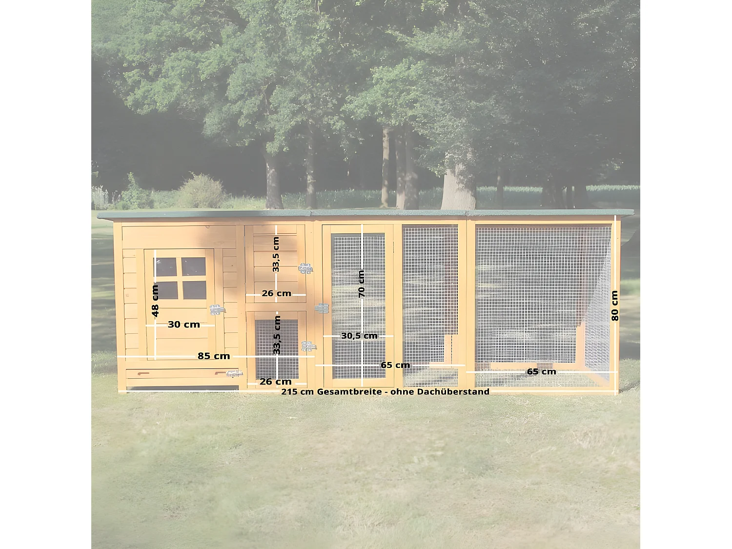 Poulailler pour jardin exterieure 5 poules 215 x 80 x 68 cm-Modele 149 FLEXI Extra