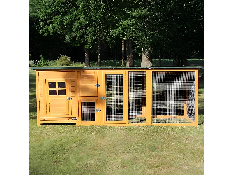 Poulailler pour jardin exterieure 5 poules 215 x 80 x 68 cm-Modele 149 FLEXI Extra