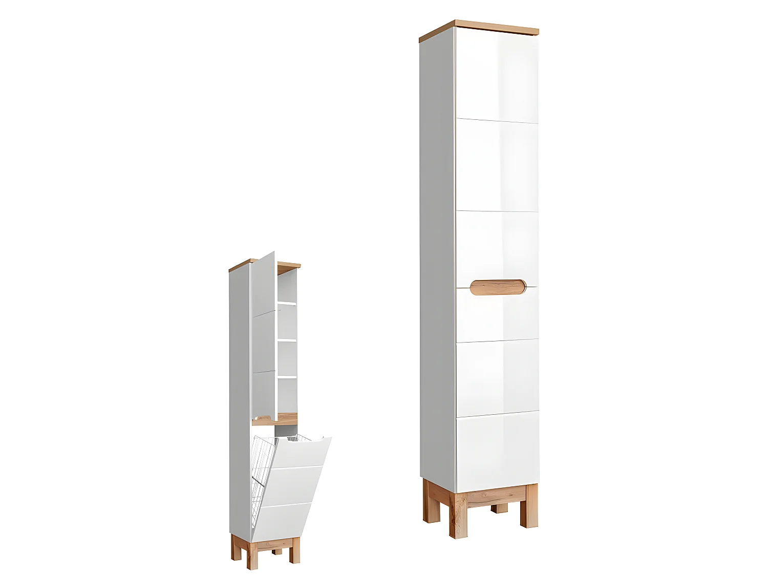 Meuble Salle de bain porte avec charnière 187x35x33cm BALI BLANC 804 moderne de haute qualité