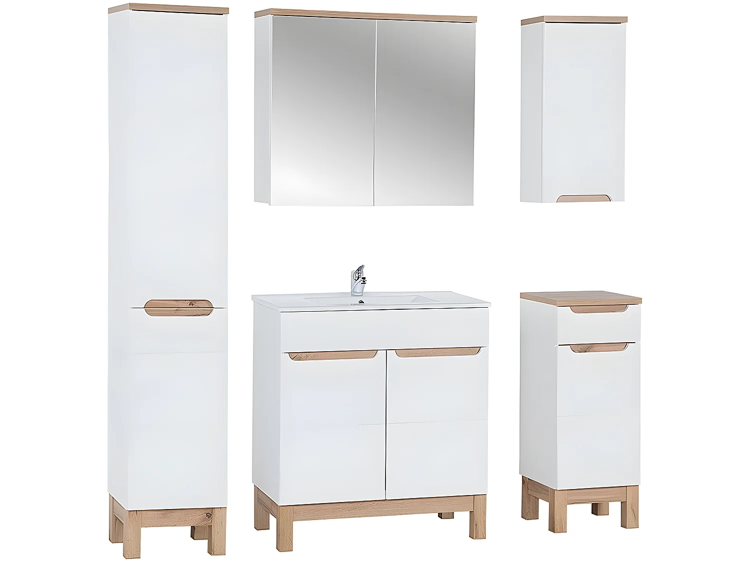 Meuble Salle de bain porte avec charnière 187x35x33cm BALI BLANC 804 moderne de haute qualité