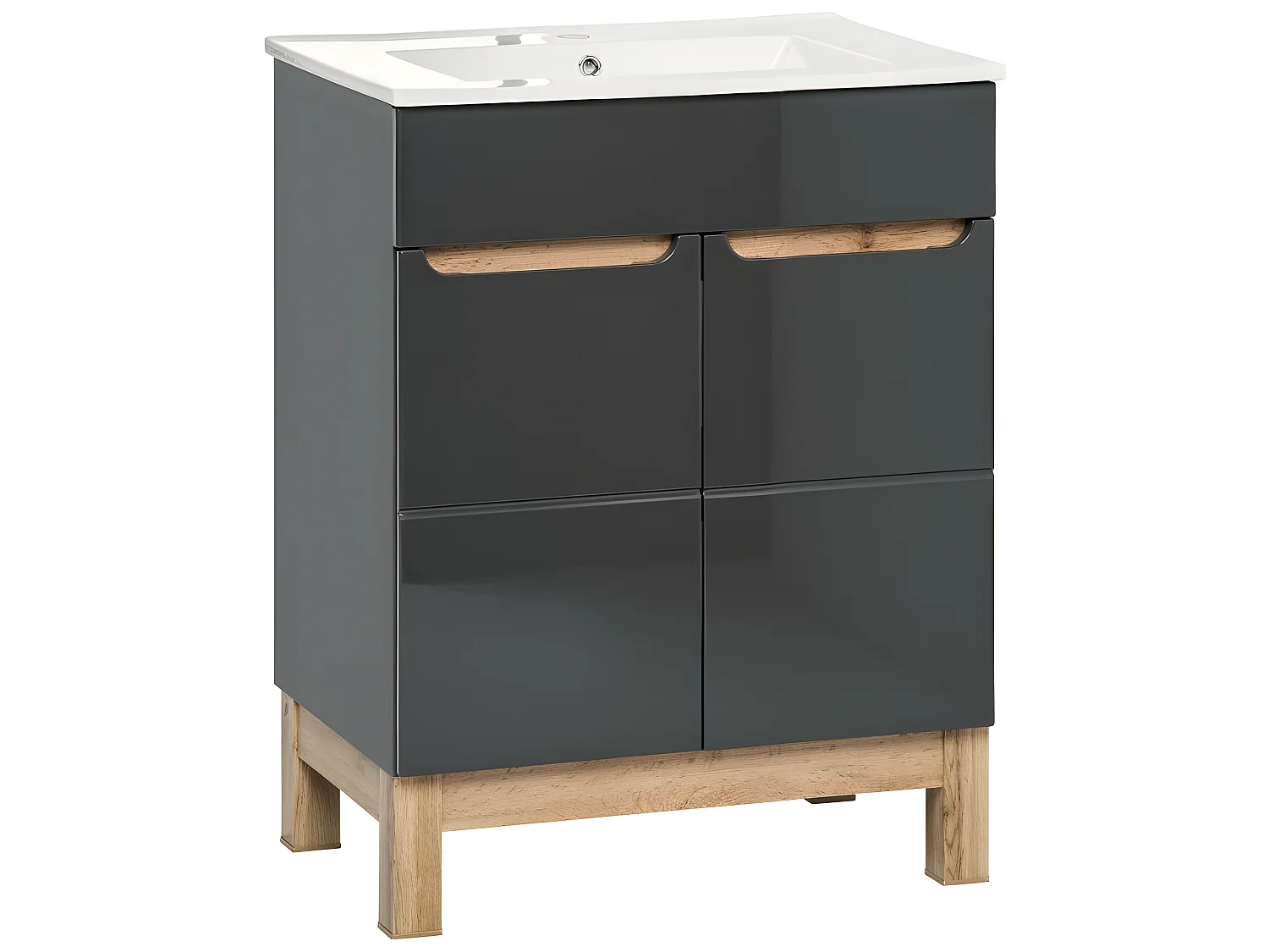 Meuble vasque Salle de bain + Lavabo 84x60x45cm BALI GRIS 820 moderne de haute qualité
