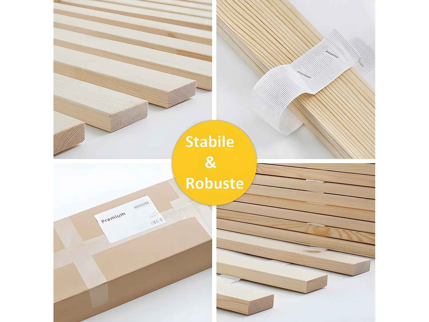 Lattes sans cadre 90x200cm 23 lattes en bois massif pour soutien ferme avec sangle enroulé