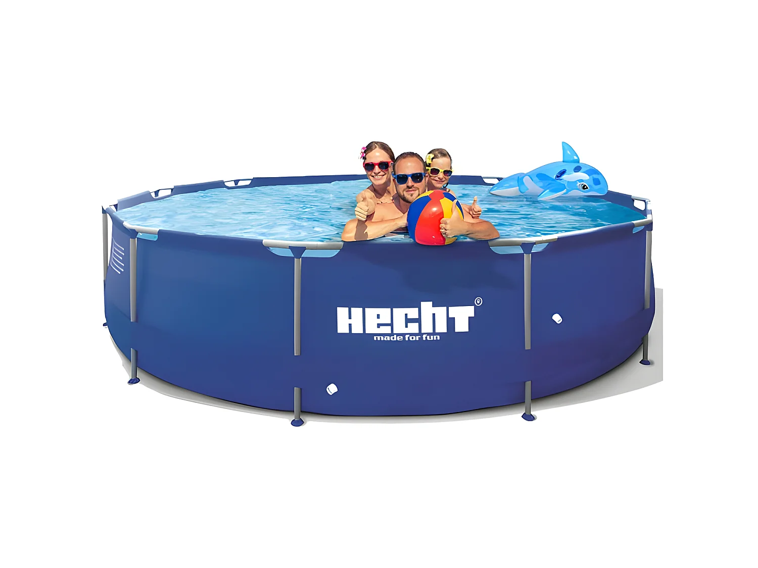 Hecht 3690 BLUESEA Grande Piscine tubulaire hors sol ronde 360x76cm (diamètre X profondeur) de haute qualité