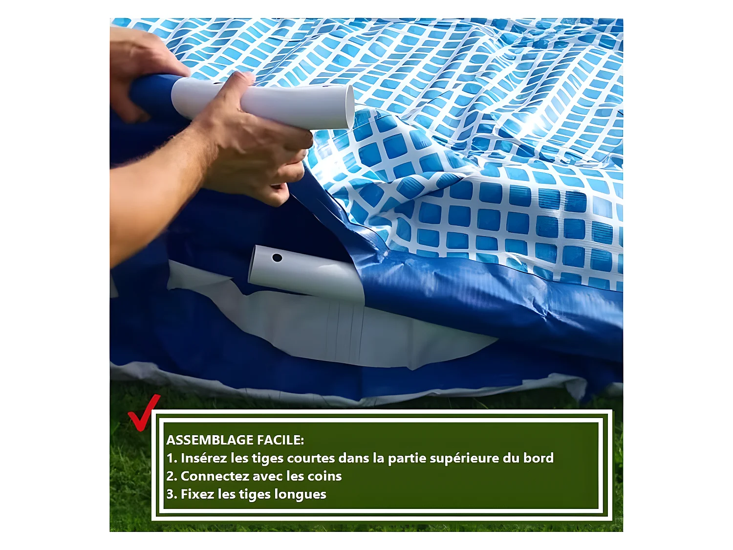 Hecht 3690 BLUESEA Grande Piscine tubulaire hors sol ronde 360x76cm (diamètre X profondeur) de haute qualité