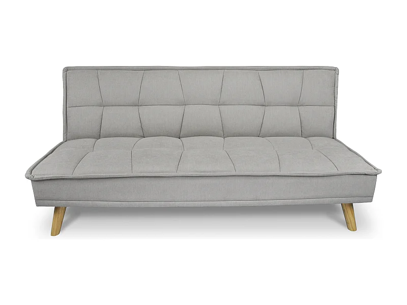 Divano letto clic clac in tessuto vellutato tortora, divano 3 posti mod. Bart