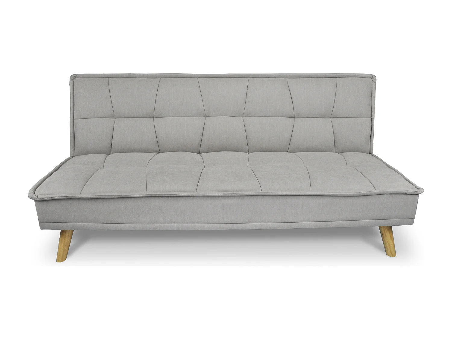 Divano letto clic clac in tessuto vellutato tortora, divano 3 posti mod. Bart