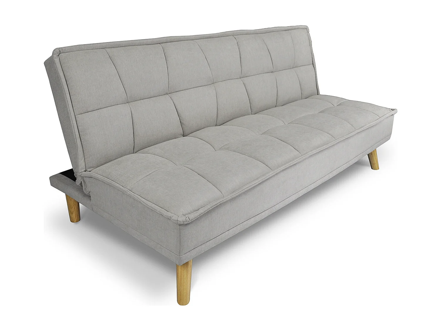 Divano letto clic clac in tessuto vellutato tortora, divano 3 posti mod. Bart