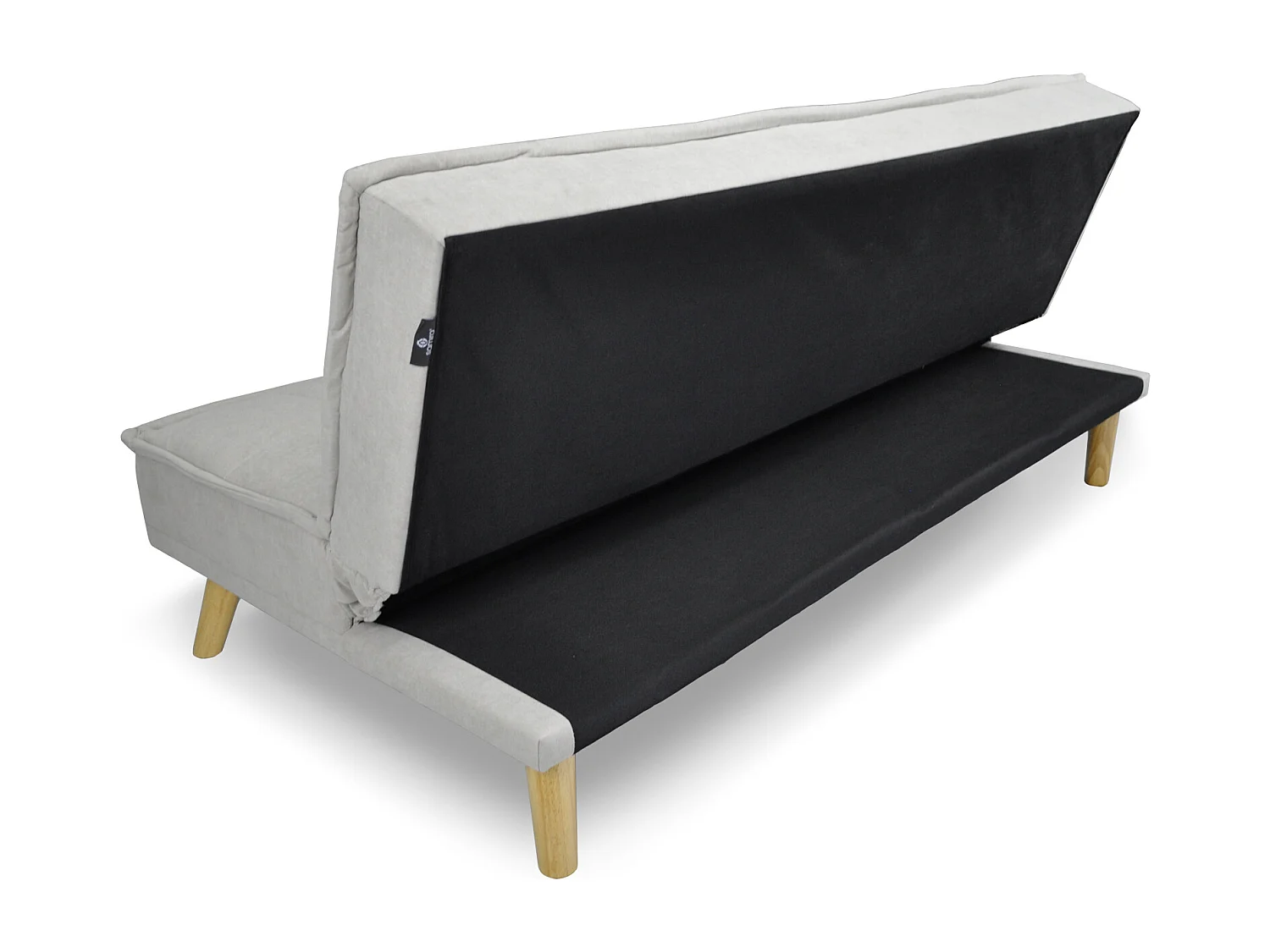 Divano letto clic clac in tessuto vellutato tortora, divano 3 posti mod. Bart