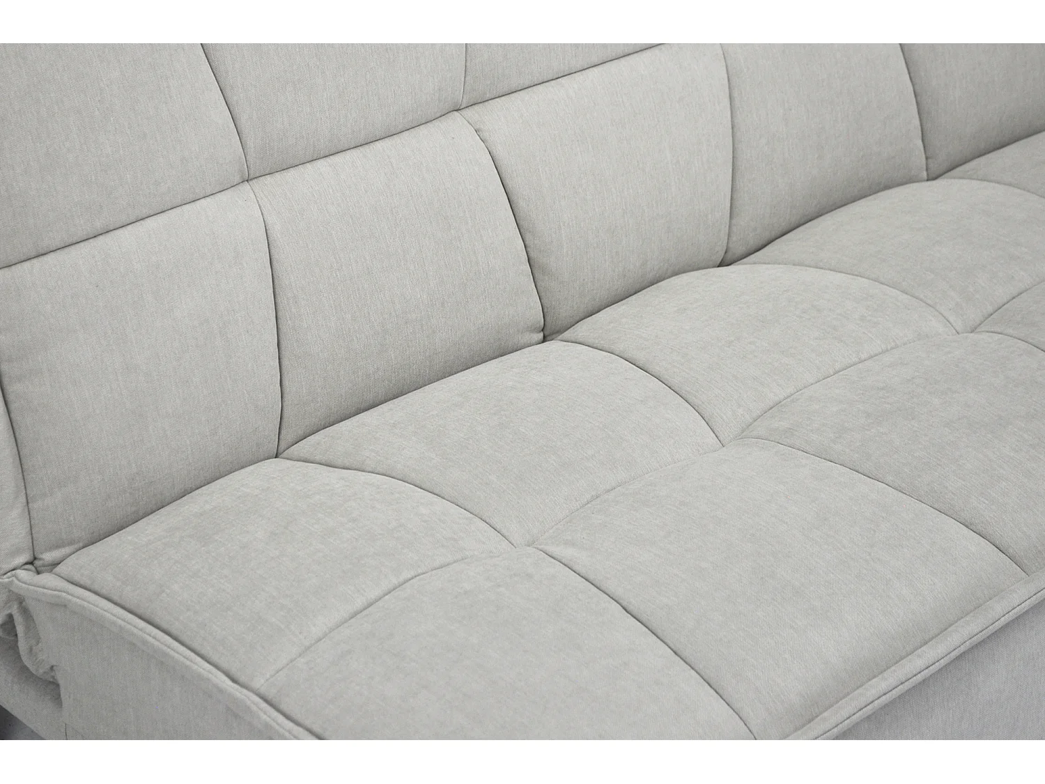 Divano letto clic clac in tessuto vellutato tortora, divano 3 posti mod. Bart