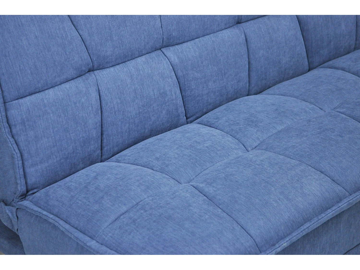 Divano letto clic clac in tessuto vellutato blu, divano 3 posti mod. Bart