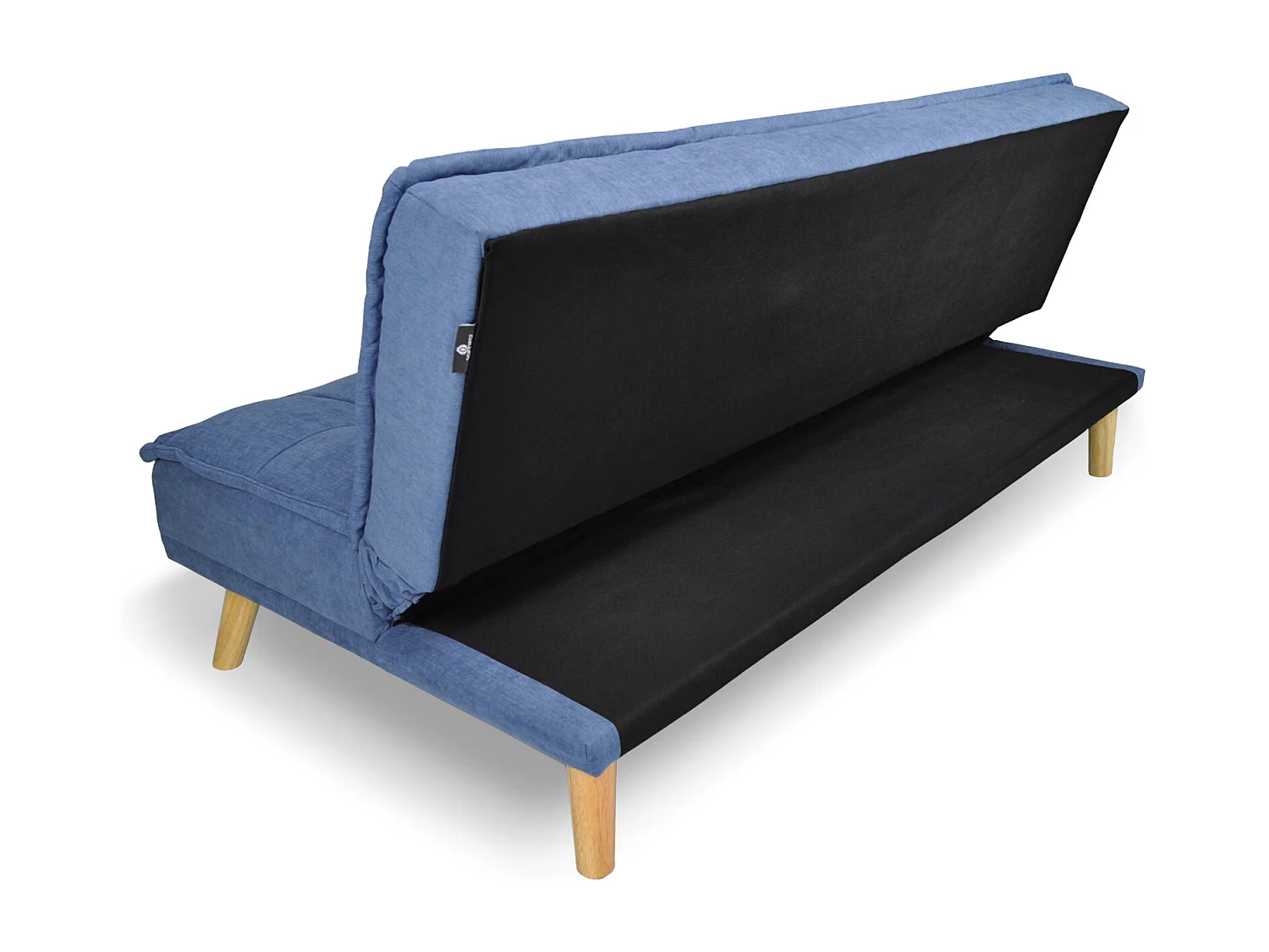 Divano letto clic clac in tessuto vellutato blu, divano 3 posti mod. Bart